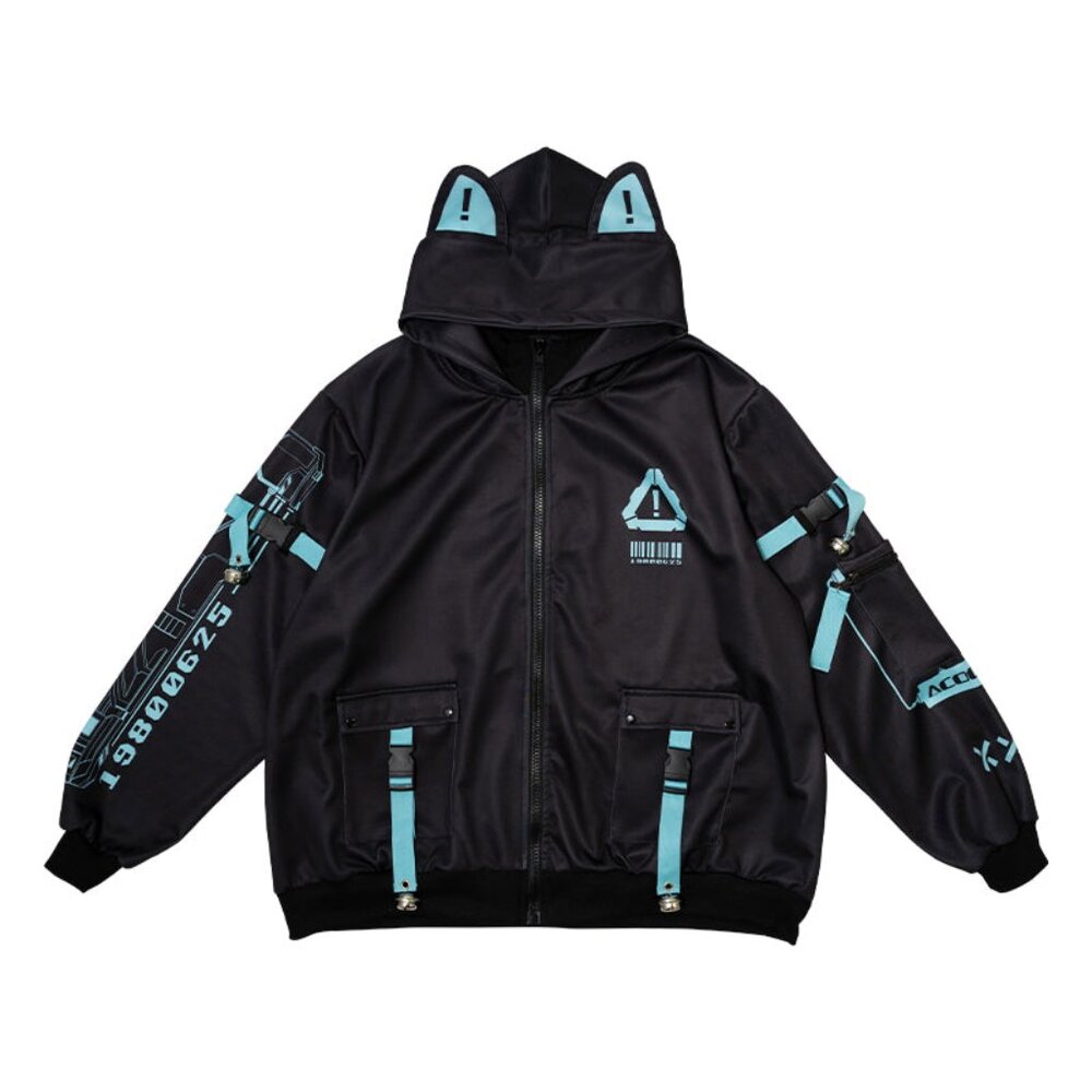 NEW ACDC RAG Error Code Cyberpunk Tech Oversized Black Blue Jacket